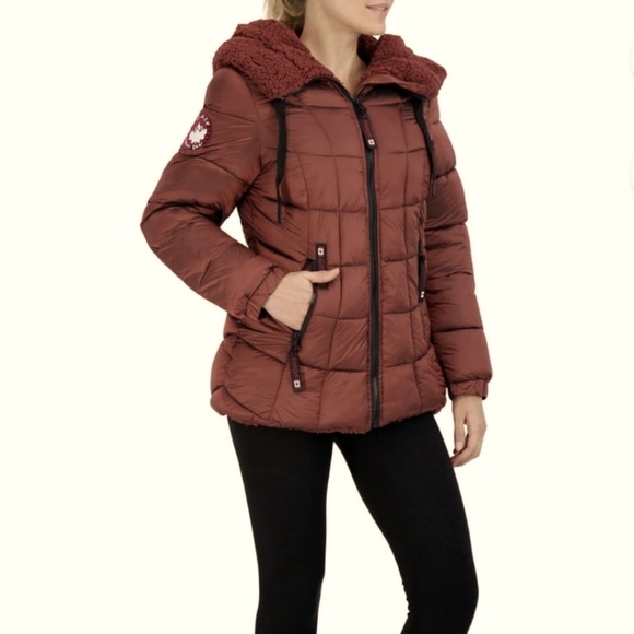 canada weathergear Jackets & Blazers - Canada vegan fur terracotta waterproof puffer hoodie jacket medium NWT